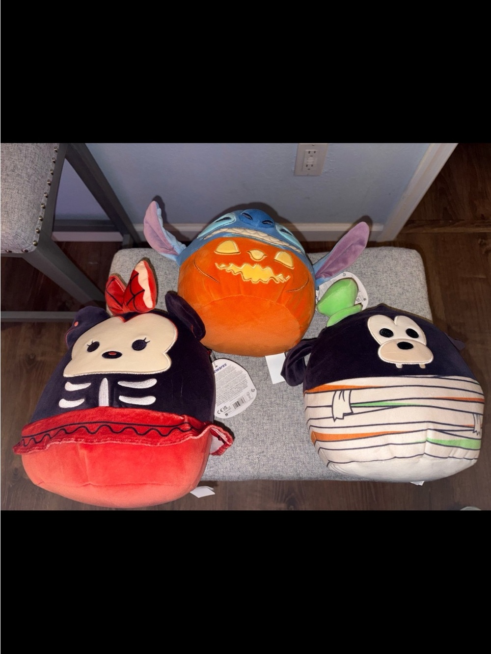 3 Squishmallow Disney Minnie skeleton goofy mummy Stitch Pumpkin Halloween NEW